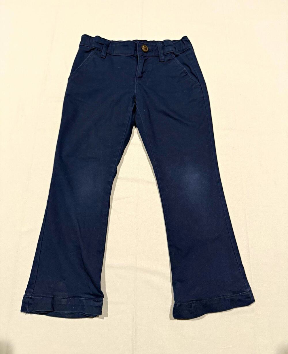 Old Navy Girls Bootcut Stretch Pants Navy Size 7 Cotton Blend Zip/Button
